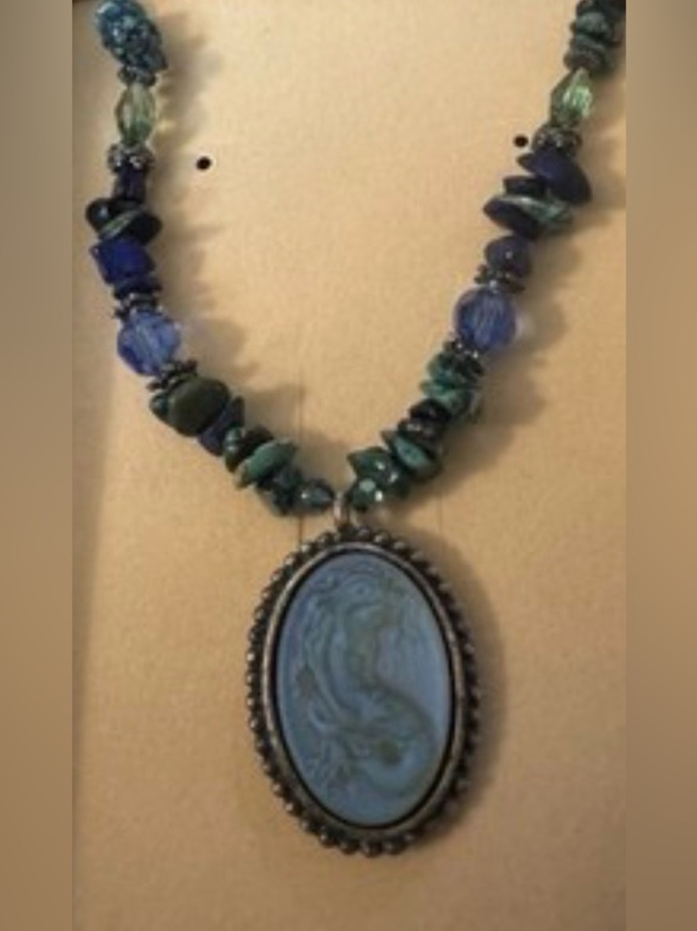 Vintage Mermaid Kirks Folly  Beaded Pendant Necklace